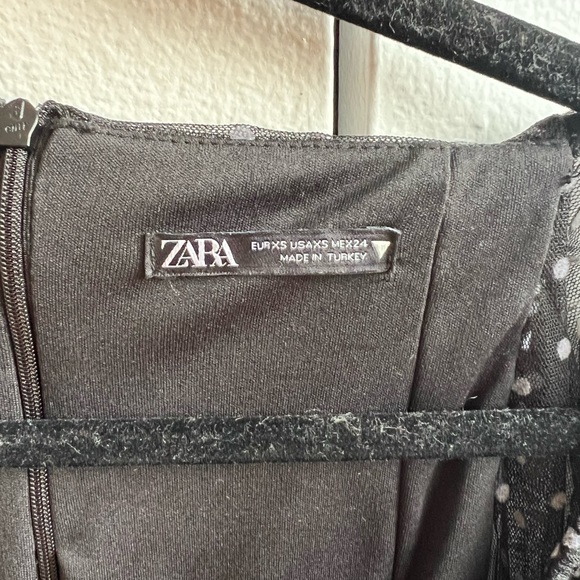 Zara BLACK WITH WHITE POLKA DOTS MINI DRESS - Picture 3 of 5